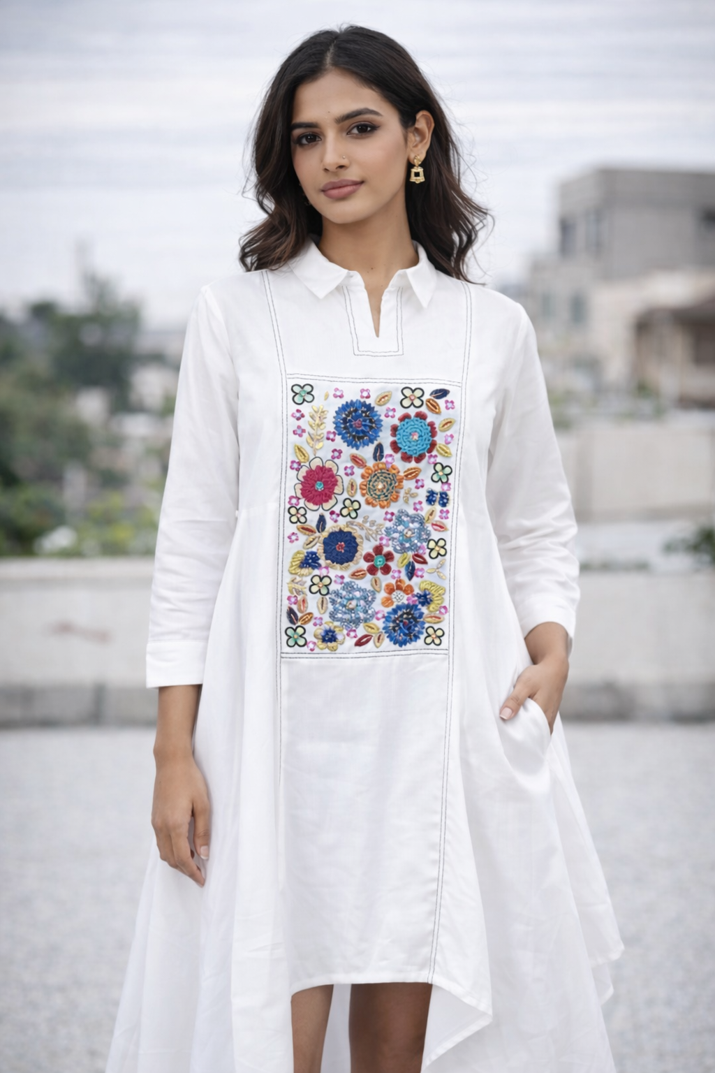 Embellishment: Hand-embroidered front panel