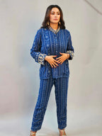 Midnight Blue Lucknowi Embroidered Co-Ord Set