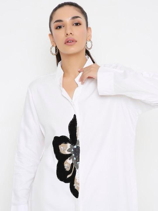 Half flower hand embroidered co rd